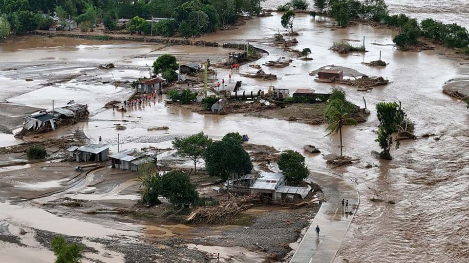 Flooded settlement in the Philippines after major inundation
