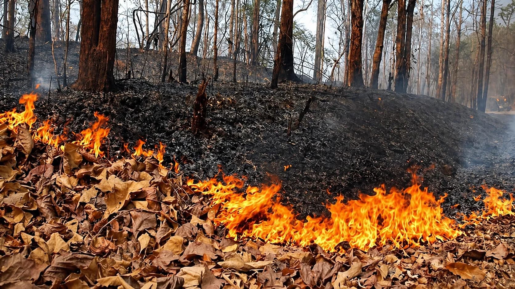 Wildfire in an African landscape