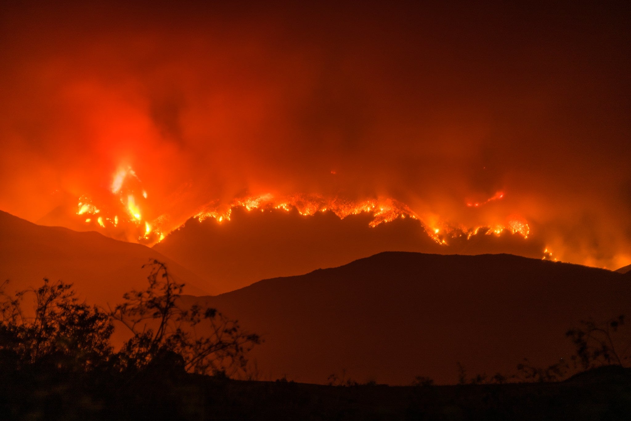Wildfire spreading across African landscape