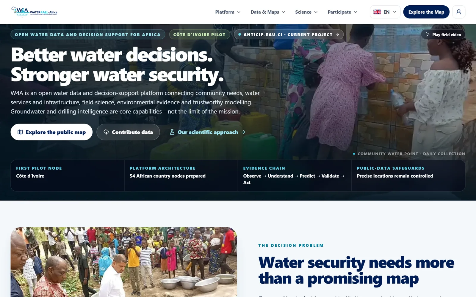 Preview of the Water4All Africa website
